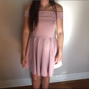 Pink off-the-shoulder dress